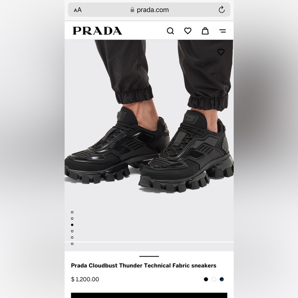 PRADA CLOUDBUST THUNDER TECHNICAL FABRIC SNEAKERS NEW 11 SIZE BLACK
